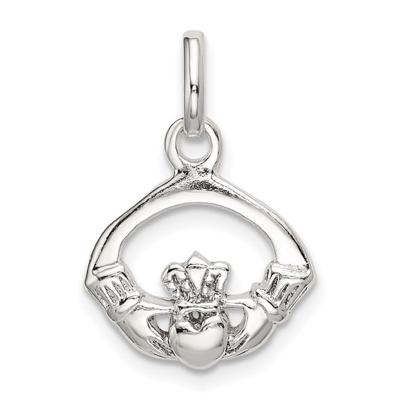 Sterling Silver Claddagh Pendant Necklace with Crowned Heart and Hands, Celtic Irish Heritage Jewelry for Women or Unisex Wear, Symbol of Love Loyalty and Friendship