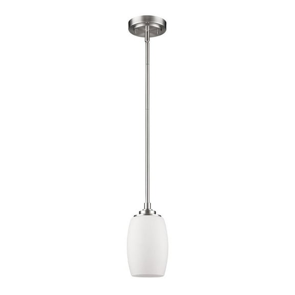 HomeRoots Silver Hanging Light with Frosted Glass Shade