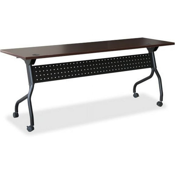 Lorell Mahogany Flip Top Training Table Rectangle Top - Four Leg Base - 4 Legs - 60" Table Top Width x 23.60" Table Top Depth - 29.50" Height x 59" Width x 23.63" Depth - Assembly Required - Black, Ma