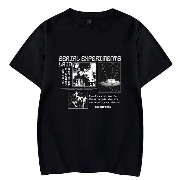 Serial Experiments Lain Anime Short Sleeve T - shirt Unisex Streetwear for Men and Women in Casual Style