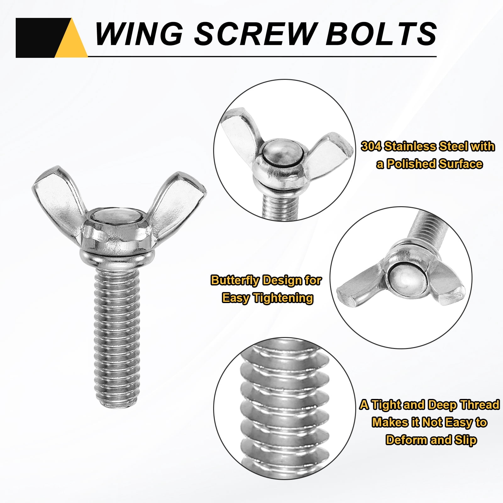 Uxcell 15 Pack 5/16-18" x 1" Wing Butterfly Screw Bolts, 304 Stainless Steel Machine Fastener, Thumb Hand Screws for Electronic Equipment, Silver Tone