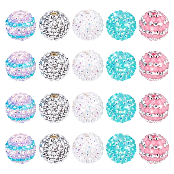 20mm Pen Beads 20pcs Resin Rhinestone Beads Chunk Beads Bubblegum Beads Acrylic Focal Beads Large Loose Beads for DIY Pens Wedding Christmas Making