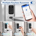 thumbnail image 2 of Smart Lock, 5-in-1 Keyless Entry Door Lock, Smart Door Locks for Front Door, Fingerprint Door Lock, Biometric Door Lock with Handle, Door Lock with Code Support App &WIFI Control (Silver), 2 of 6