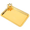 thumbnail image 3 of Bandeja para servir mesa estilo europeo, ligera, de lujo, decorativa, rectangular, con decoración floral para sala de estar, KTV, hotel, color dorado S, 3 of 14