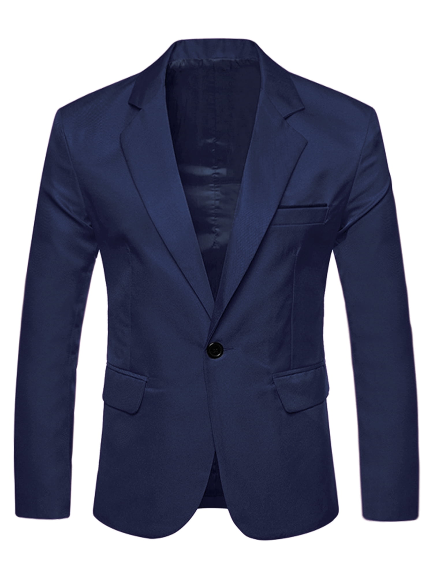 Unique Bargains Men's Business Slim Fit Sports Coats One Button Formal Blazers S Navy Blue