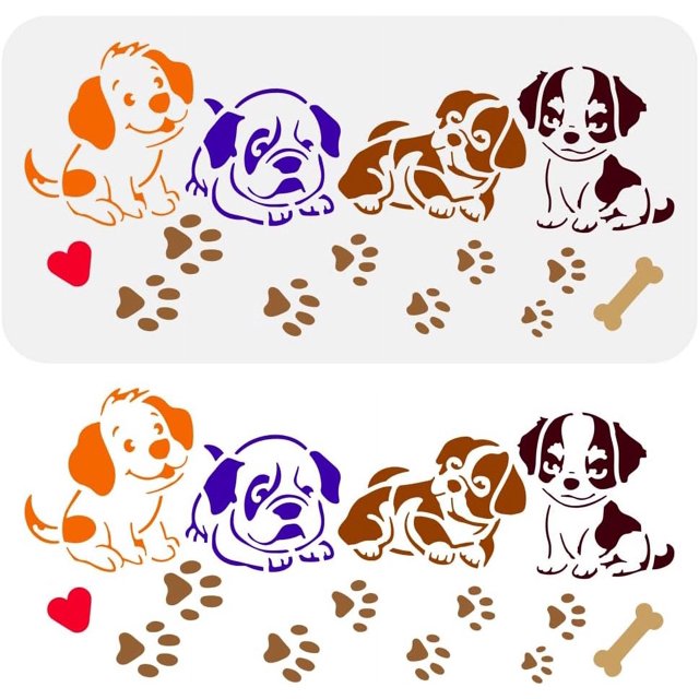 Plantilla de borde con estampado de cachorros - 30 x 15 cm (11,8 x 5,9 pulgadas) - Huellas de patas de perro - Dálmata, Pug, Bulldog, Border Collie - Decoración de pared