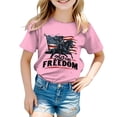 thumbnail image 4 of mgoYE 250th American Anniversary Girls Tee Girls Boys American Flag Shirts USA Flag Stars Stripes Graphic Blouse Patriotic Shirt 4th of July T Shirt Summer Tops Tee(Pink,13-14 Years), 4 of 5