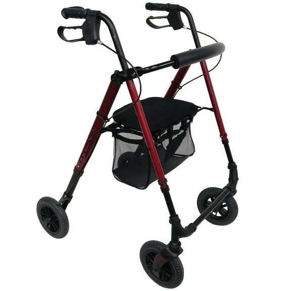 LivingSURE Ultra Lite Folding Rollator XL, Red