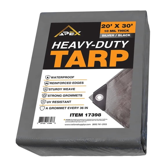 Heavy Duty Silver/Black Tarp - 10 MIL Multipurpose UV Resistant Tarp Size: 20ft x 30ft