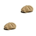 thumbnail image 4 of Qarigey Gorra de poliéster para hombre estilo británico Vintage Color sólido reemplazo Casual decorativo al aire libre fotografía boinas Albaricoque 2piezas, 4 of 6
