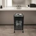 thumbnail image 4 of 5 Tiers Metal Rolling File Carts Rolling File Cabinet Cart Organizer with Wheels Black, 4 of 12