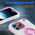 thumbnail image 3 of Rugged Case for iPhone 15 Pro Ring Holder Kickstand Cover with Screen Protective Film, Heavy Duty Triple-Layers Military Grade Hybrid Shockproof Drop Resistant Case, White+Pink, 3 of 6