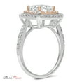thumbnail image 5 of 2.16 ct Princess Cut Real Genuine Natural Diamond VS1-VS2 G-H 18K White Rose Gold Halo Promise Wedding Statement Engagement Designer Ring size 3.5, 5 of 7