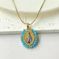 thumbnail image 2 of Vintage Oval Hand-woven Virgin Mary Necklace, 2 of 2