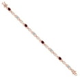 thumbnail image 3 of Gem Stone King 18K Rose Gold Plated Silver Red Rhodolite Garnet and Lab Grown Diamond Bracelet for Women | 4.01 Cttw | Gemstone January Birthstone | Oval 6X4MM | Length 7.25 inches, 3 of 6