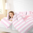thumbnail image 4 of Manfei Geometric Lines 7-Piece King Bedding,Pink Letter K Design King Bed in a Bag,Pink Reversible, 4 of 7