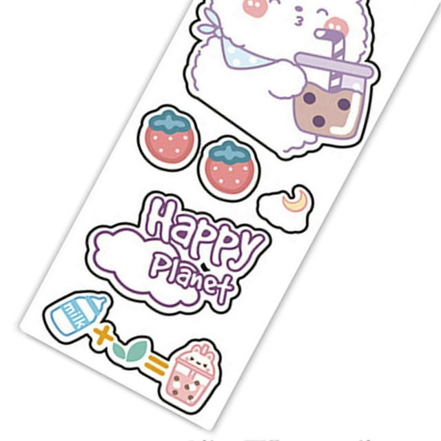 Cute Stickers Easy to Peel Waterproof Cute Cartoon Animal Style Exquisite Clear Pattern Kawaii Stickers for Book DIY Purple Bear