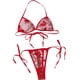 thumbnail image 1 of Conjunto de lencería sexy para mujer, malla bordada, sin relleno, brasier y cuerdas en V, ropa interior para mujer, 1 of 3