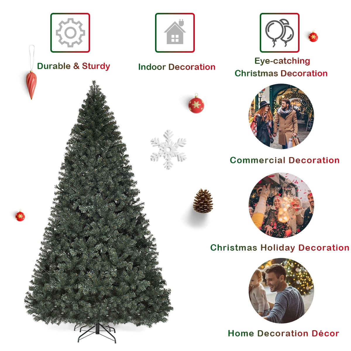 Giantex 9' LED Lights Pre-lit Artificial Christmas Tree PVC Hinged Branches w/ 700 Warm White Lights