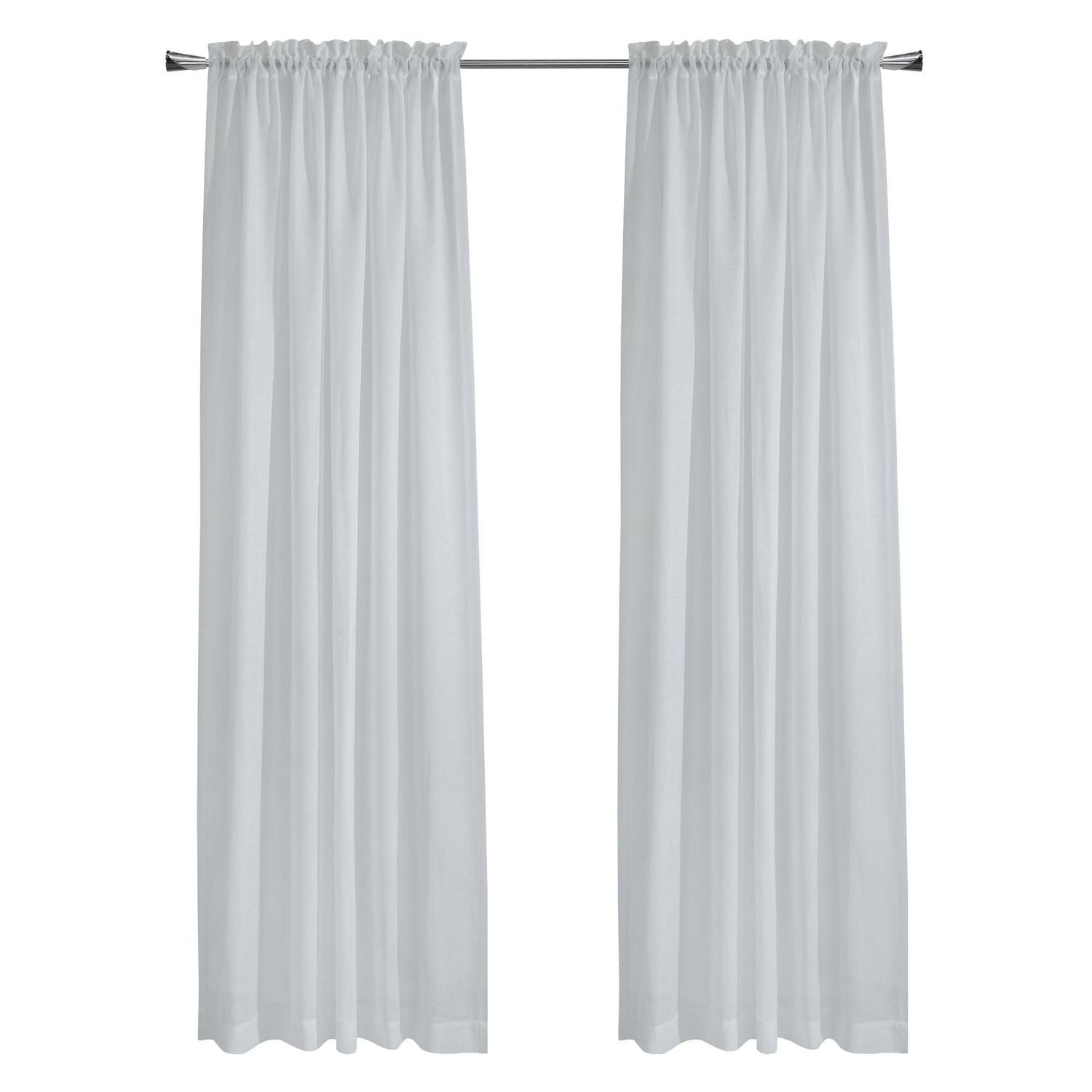 Loft Living Cannes Faux Linen Rod Pocket Single Curtain Panel Sheer 56" x 95" in White
