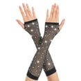 thumbnail image 6 of Party Punk Mesh Gloves Half Finger Diamond Pattern Stretch Color Handwear, 6 of 7