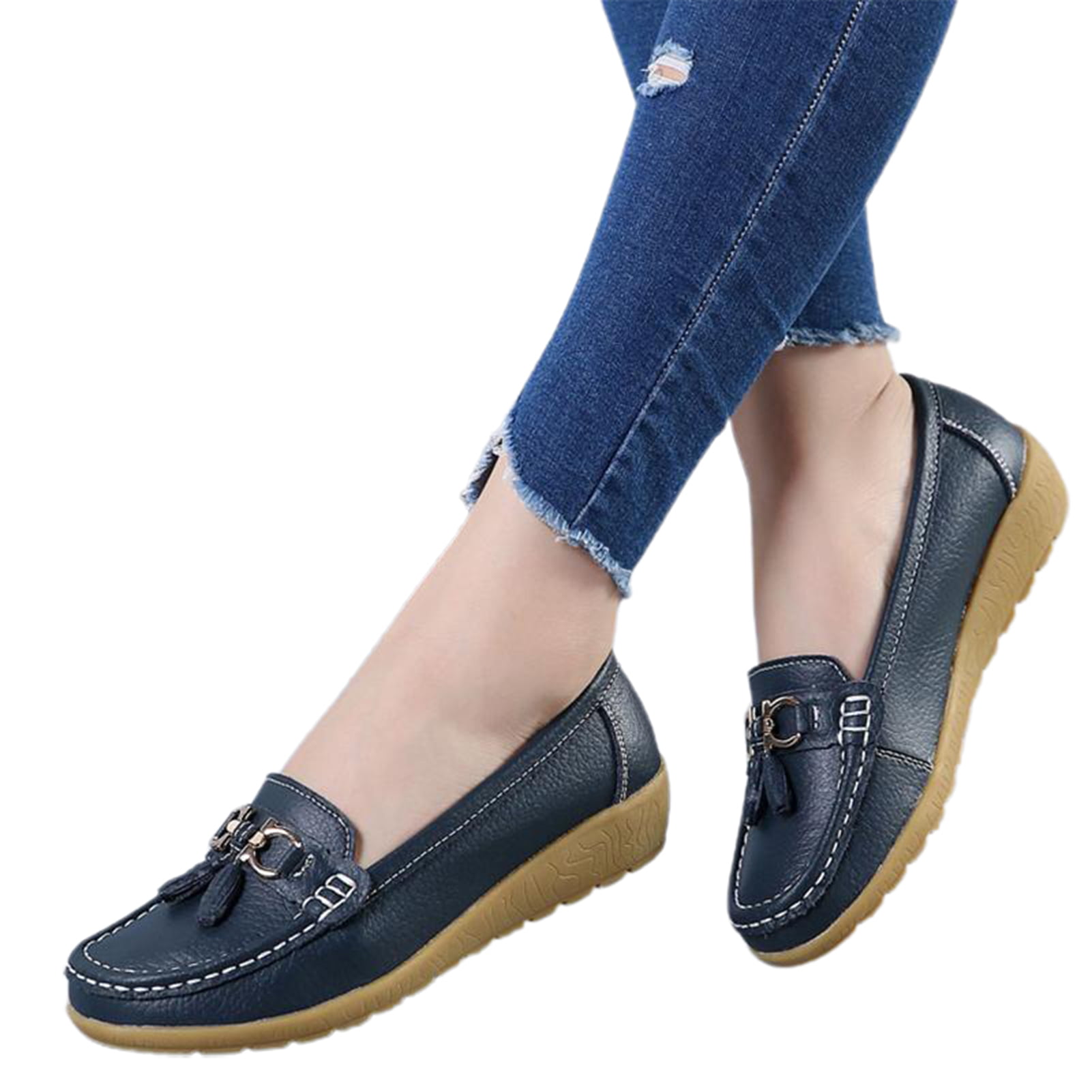 Women Casual Ballet Flats Shoes Comfort Slip On Boat Loafers Shoes Single Shoes 
