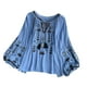 thumbnail image 1 of Blusa bordada para mujer con borlas y cordón, blusa elegante y suelta para Azul, 1 of 9