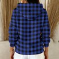 thumbnail image 4 of WTOBBY Women's Fashion Casual Plaid Print Pullover Long-Sleeve Hooded Sweatshirt, Trendy Loose Fit for Casual Outfits and Fall Season Daily Wear,Dark Blue 2XL, 4 of 4