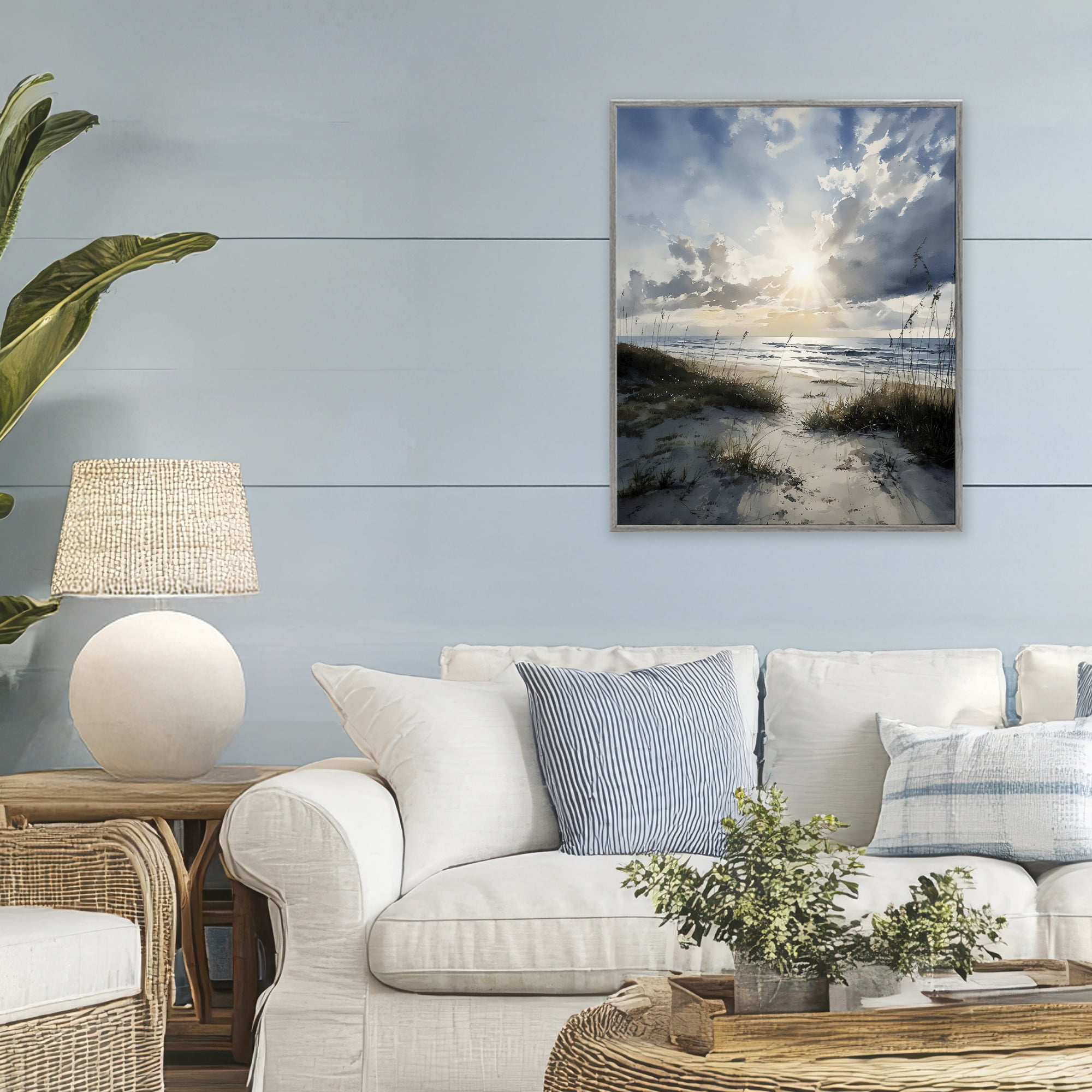 Stupell Industries Sunshine On The Beach Gray Framed Giclee Art, design by Franklyn Gregory