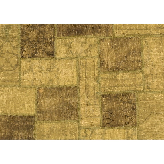 Ahgly Company Indoor Rectangle Patchwork Brown Transitional Area Rugs, 2' x 5'