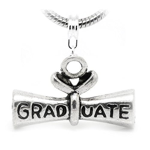Graduate Diploma Dangle Charm European Bead Compatible for Most European Snake Chain Bracelet