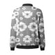 thumbnail image 2 of Gibobby Chaquetas y abrigos holgado moda Abrigo suelto para mujer, cuello Rojoondo, cremallera, manga larga, chaqueta clásica con estampado Floral, Top informal, prendas de vestir diarias (Gris, M), 2 of 5