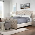 thumbnail image 3 of Maklaine Modern Hardwood Tufted Wingback King Bed in Sky Neutral, 3 of 16