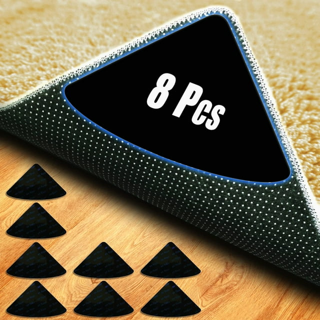 Rug Gripper,8 Pcs Anti Slip Rug Grips,Double Sided Rug Gripper for Hardwood Floors,Rug Grippers for Area Rugs,Rug Corner Grippers,Washable Non Slip Rug Pads,Rug Corners to Hold Rug Down