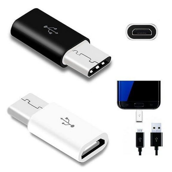 4Pcs Micro USB 2.0 5Pin Female to USB Type C 3.1 Male Data Adapters Converters,Black White