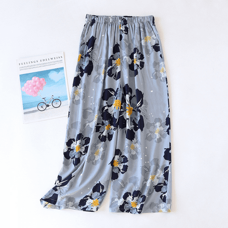

Xerarch Capri Pants Women s Summer Thin Cool Cotton Pajamas Have Side Pockets To Wear Sunscreen Home Pants Loose Large Cotton Silk With