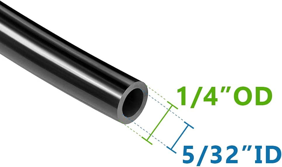 MKEUDQ-Pneumatic PU Tubing, 1/4"OD Hose PU Polyurethane Air Hose Tube Line for Air Compressor Water Fluid Transfer Black (32.8 ft)