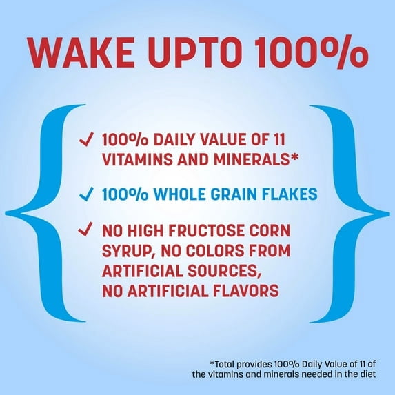 Total Breakfast Cereal, 100% Daily Value of 11 Vitamins and Minerals, 16 oz(pack of 4)