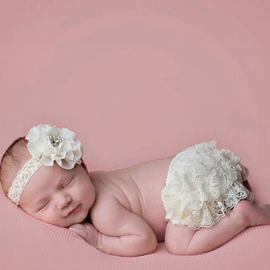 ACSUSS Newborn Baby Girls Photo Shoot Props Ruffled Cake Smash Bloomer with Headband Outfits