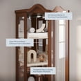 thumbnail image 3 of BELLEZE Loraine Canted Front Corner Lighted Curio Cabinet With 5 Tier Shelves, Walnut, 3 of 7