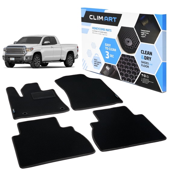 CLIM ART All-Weather Car Floor Mats Compatible with Toyota Tundra 2012-2021 Double Cab, Custom-Fit Heavy-Duty Floor Liners for Cars & SUVs, Car Accessories for Men & Women, Black - FL011407241