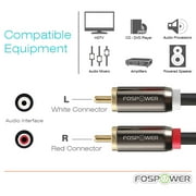 Fospower RCA Y-Adapter (3 feet) 1 RCA Male to 2 RCA Male Audio Y Adapter Subwoofer Cable - Dual Shielded, 24k Gold Plated
