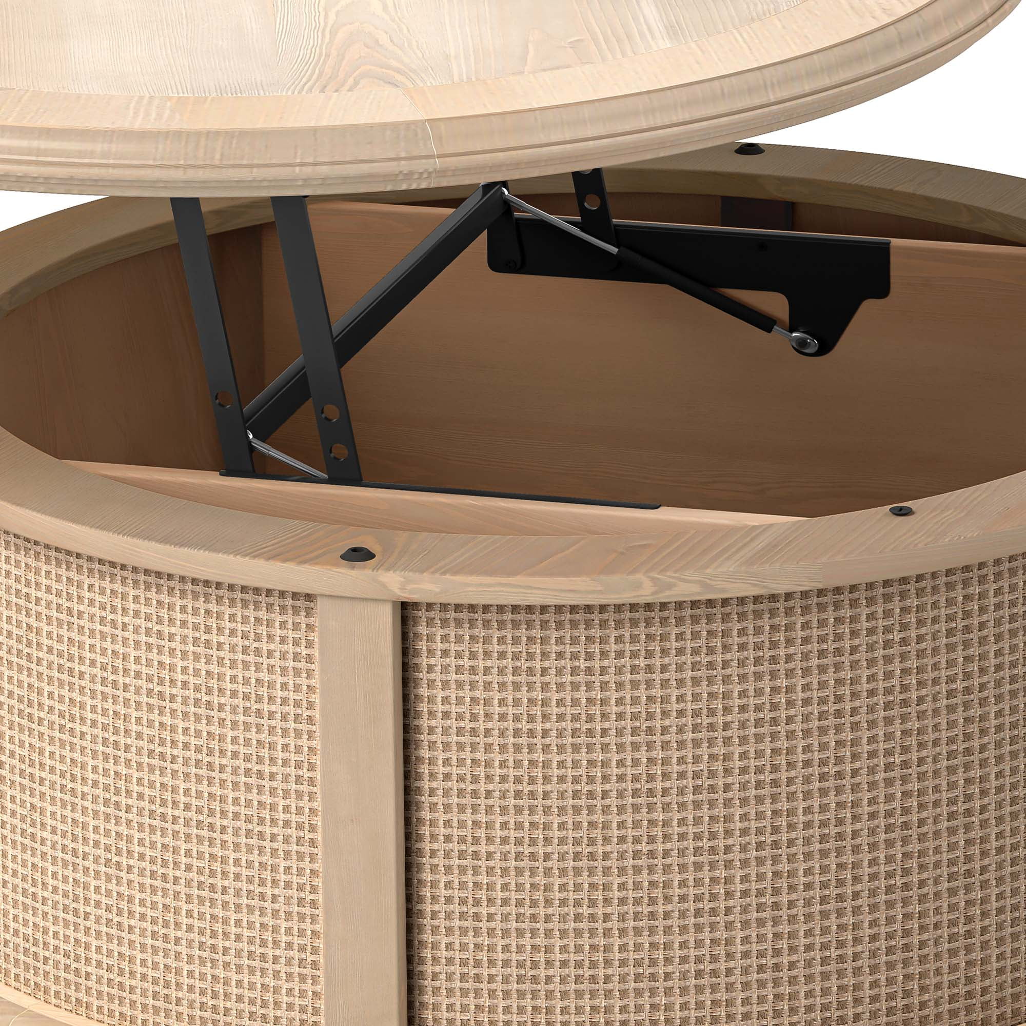 Uforic Round Rattan Drum Coffee Table with Lifting Top