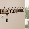 thumbnail image 7 of Wall Mounted Coat Rack 31.5'' Wooden Burnt Brown Plate with 8 Black Tri Hooks, Heavy Duty Metal Coat Hooks for Entryway Bathroom Decor, 7 of 7