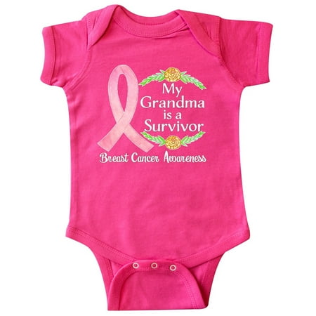 

Inktastic My Grandma is a Survivor Breast Cancer Awareness Gift Baby Boy or Baby Girl Bodysuit