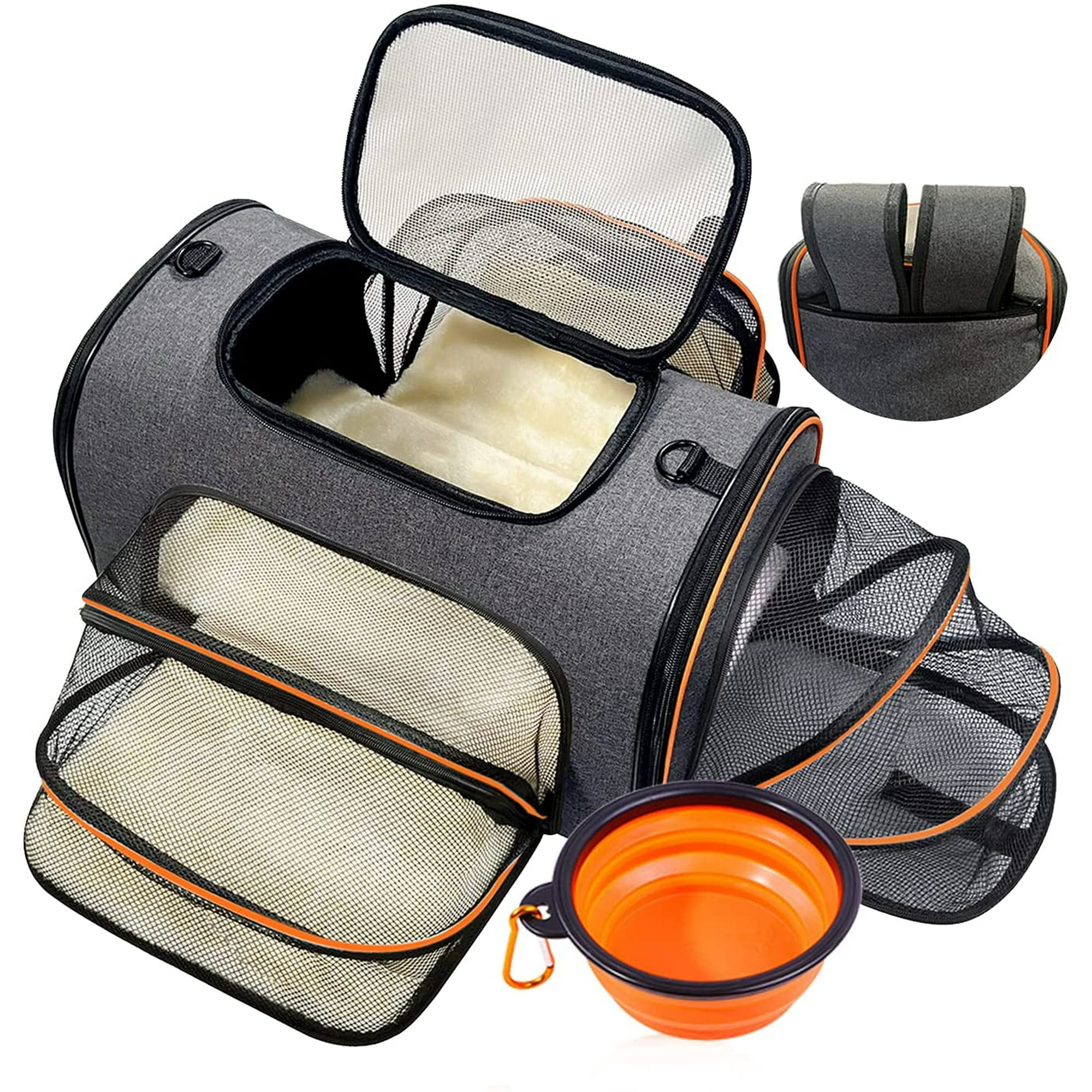 Pet Travel Carrier Bag Pet Carrier Backpack Expandable Dog Carrier Backpack Airline Approved Folding Pet Cage for Dogs or Cats Soft Sided Cat Carrier