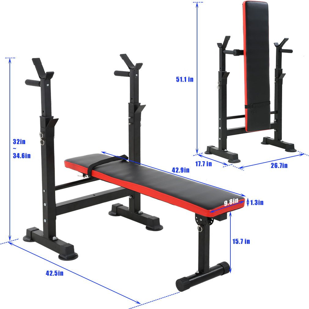 NiamVelo Adjustable Weight Bench with Barbell Rack Stand 300 lbs Bench Press Rack Folding Workout Bench Training Bench for Home Gym - image 3 of 7