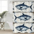 thumbnail image 2 of Extra Long Shower Curtain 72x96 Inch, Coastal Fish Shower Curtain Waterproof Bathroom Decor Modern Oil Painting Ocean Nautical Fabric Bath Curtain Set Accessories with Hooks, 2 of 6