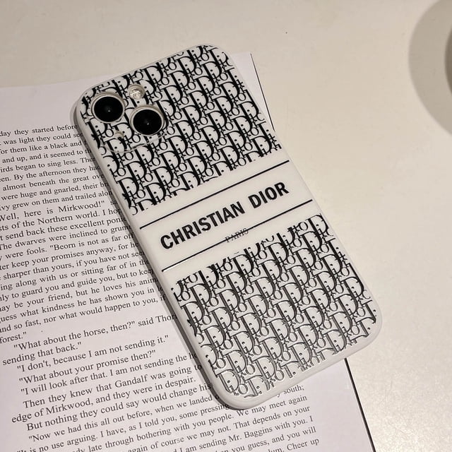 Funda Blanca Negra Para Teléfono iPhone 14ProMax 11 12 13 Pro Max 7 8 Plus X XR XS Protectora Completa Patrón Letra D De Lujo