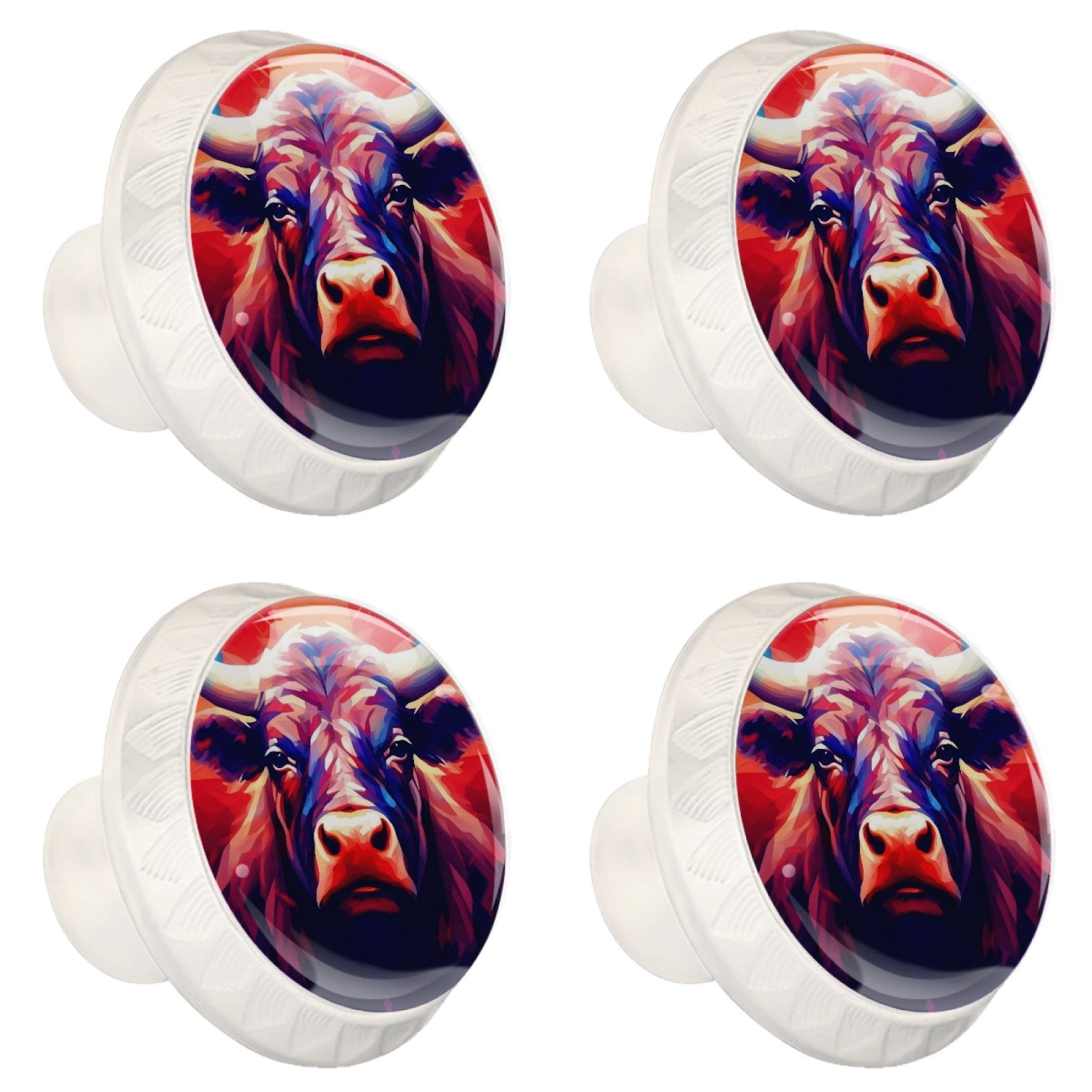 4 Pcs Cow Knobs for Kitchen Cabinet Cupboard Dresser Bookcase Drawer Pulls Handles Round Home Decor